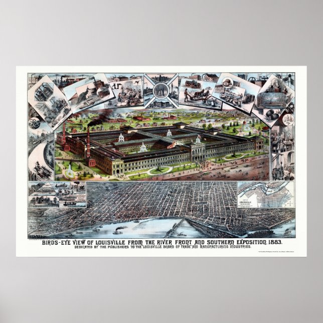 Louisville, KY Panoramic Map - 1883 Poster (Front)
