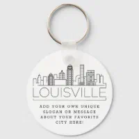 Zazzle Louisville, KY Stylized Skyline Custom Slogan Keychain, Adult Unisex, Size: 2, Black