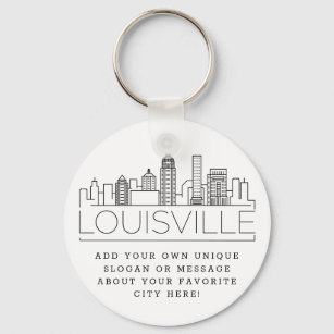 Louisville, KY Stylized Skyline   Custom Slogan Keychain