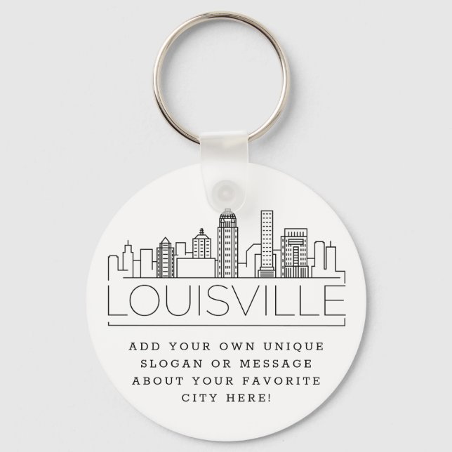 Louisville, KY Stylized Skyline | Custom Slogan Keychain (Front)