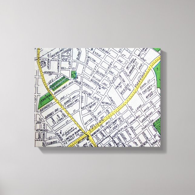 LOUISVILLE, KY Vintage Map Canvas Print (Front)