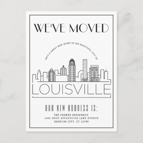 Louisville Modern Deco  Change of Address Announcement Postcard