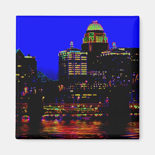 Louisville Neon Skyline Magnet (Front)