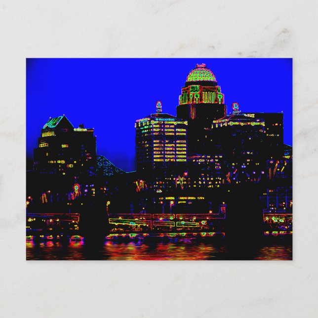 Louisville Neon Skyline Postcard (Front)