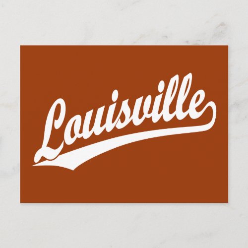 Louisville script logo in white postcard