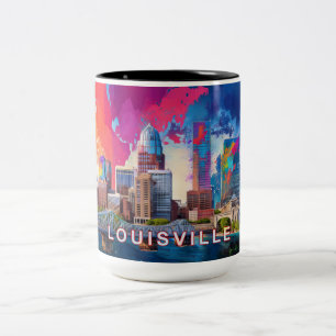 Louisville Skyline Abstract Art Two-Tone Coffee Mug