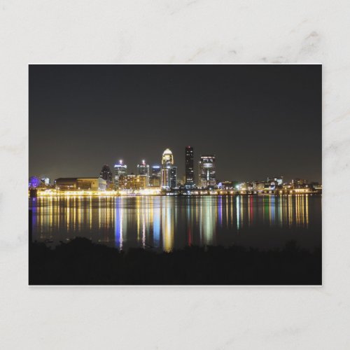 Louisville skyline at night postcard