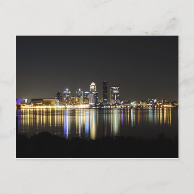 Louisville skyline at night postcard (Front)