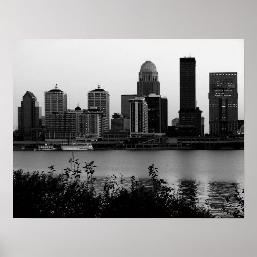 Louisville Skyline Black  White Print