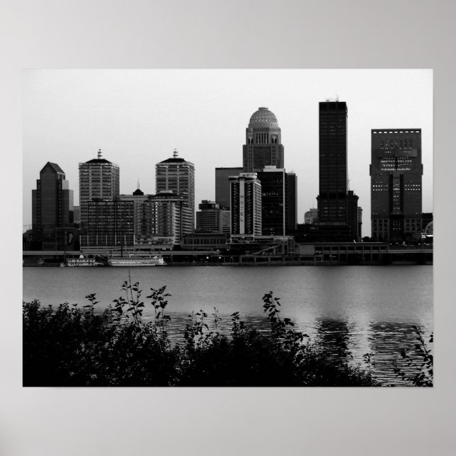 Louisville Skyline Black & White Print (Front)