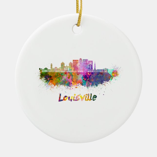 Louisville V2 skyline in watercolor Ceramic Ornament (Front)