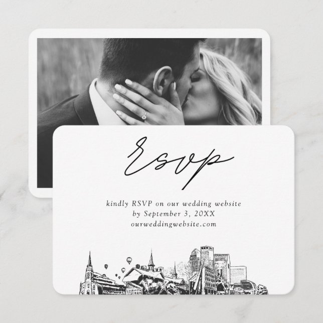 Louisville Wedding Minimalist Sketch RSVP Enclosure Card (Front/Back)
