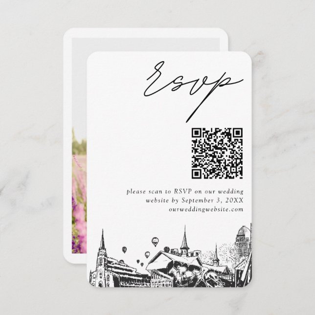 Louisville Wedding Modern RSVP QR Code Enclosure Card (Front/Back)