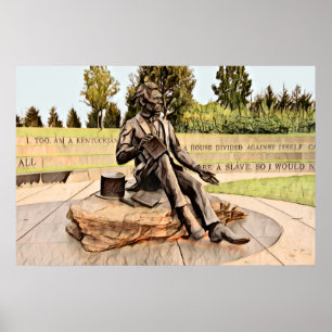 Louisville's Lincoln Memorial Statue Watercolor Poster