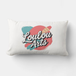 Loulou Arts Retro Pillow - Playful Pink Teal Brush