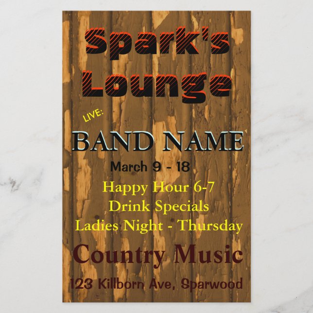 Lounge, Bar Tavern Live Music Flyer (Front)