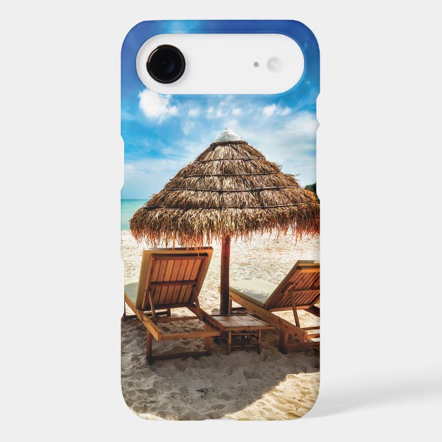 Lounge chairs on beach throw pillow Case-Mate iPhone case (Back)