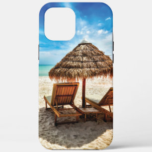 Lounge chairs on beach throw pillow iPhone 12 pro max case