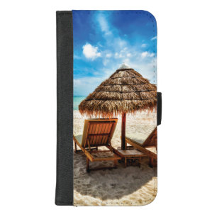 Lounge chairs on beach throw pillow iPhone 8/7 plus wallet case