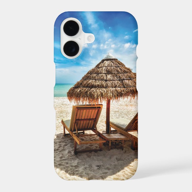 Lounge chairs on beach throw pillow samsung galaxy case (Back)