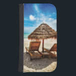 Lounge chairs on beach throw pillow galaxy s4 wallet case<br><div class="desc">Lounge chairs on beach</div>