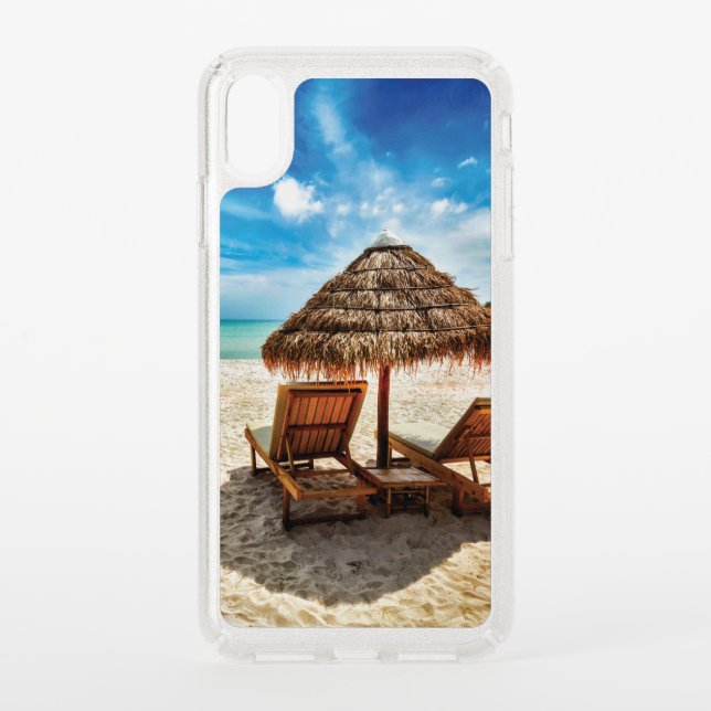 Lounge chairs on beach throw pillow speck iPhone XS max case (Front)