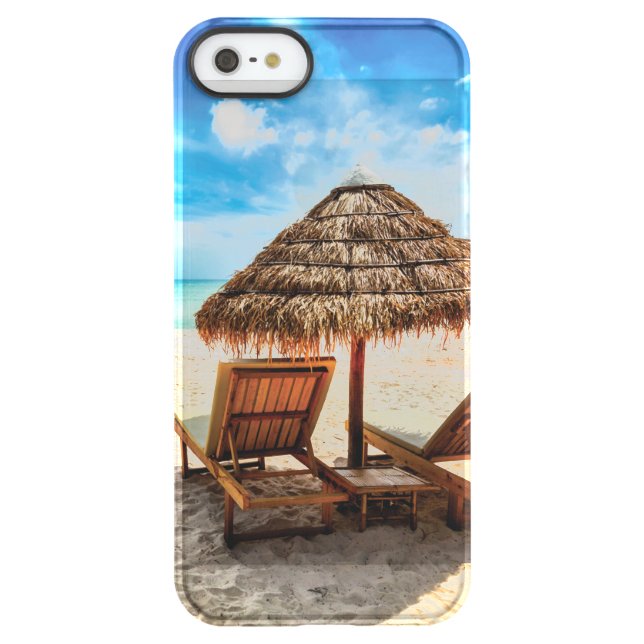 Lounge chairs on beach throw pillow uncommon iPhone case (Back)