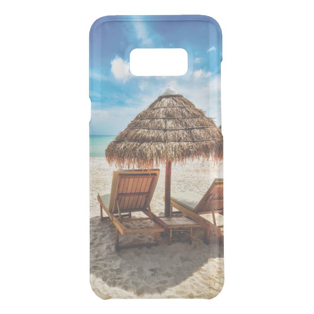 Lounge chairs on beach throw pillow uncommon samsung galaxy case (Back)