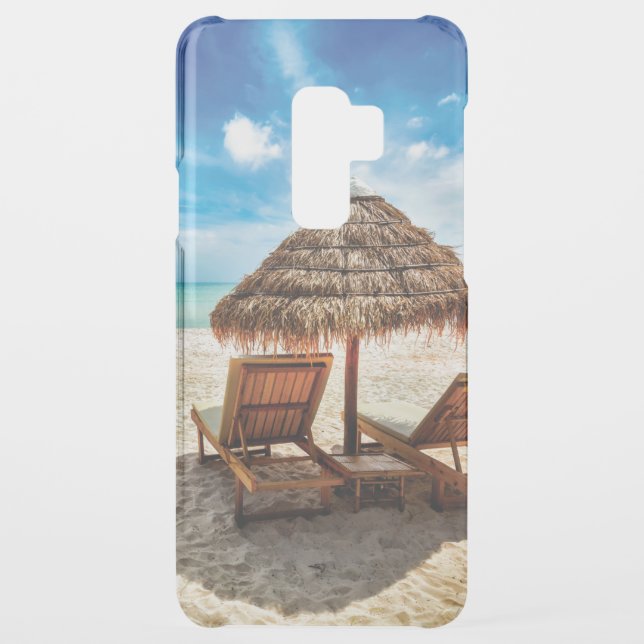 Lounge chairs on beach throw pillow uncommon samsung galaxy case (Back)