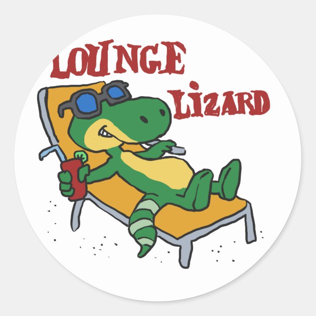 Lounge lizard beach summer classic round sticker | Zazzle