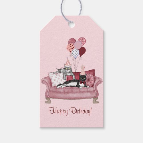 Lounging Cats Birthday Gift Tags