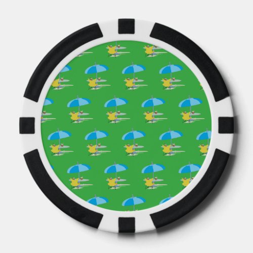 Lounging green poker chips