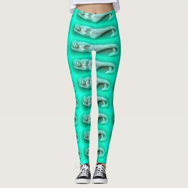 lounging mermaids green leggings (Front)