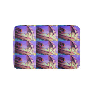 lounging mermaids pattern bath mat