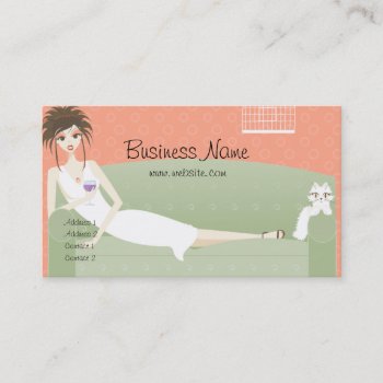 Lounging On The Couch With Kitty Business Card by mrssocolov2 at Zazzle