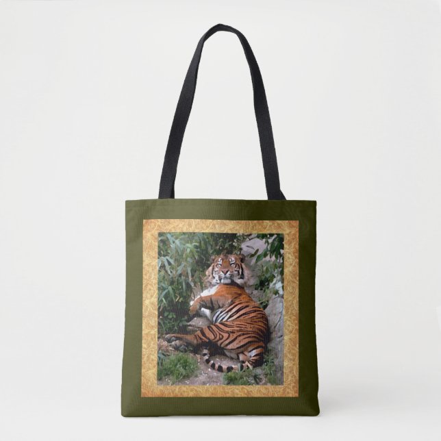 Lounging Tiger Digital Art Tote Bag (Front)