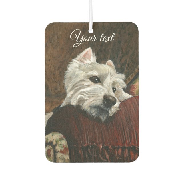 Lounging Westie on Sofa Air Freshener (Front)