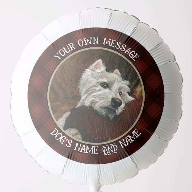 Lounging Westie on Sofa Balloon (Front)