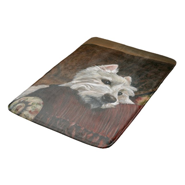 Lounging Westie on Sofa Bath Mat (Angled)