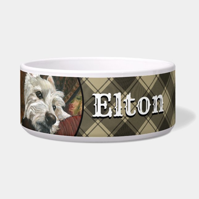 Lounging Westie on Sofa Bowl (Front)