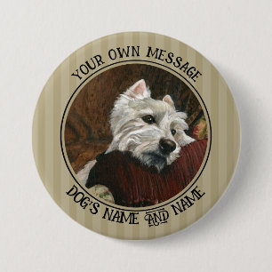 Lounging Westie on Sofa Button