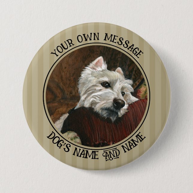 Lounging Westie on Sofa Button (Front)
