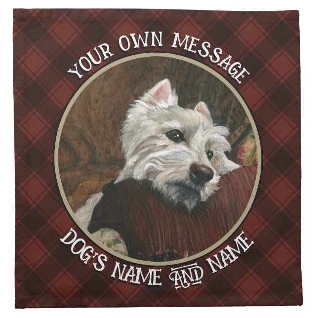 Lounging Westie on Sofa Cloth Napkin (Front)