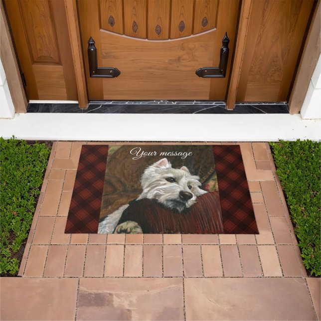 Lounging Westie on Sofa Doormat (Outdoor)