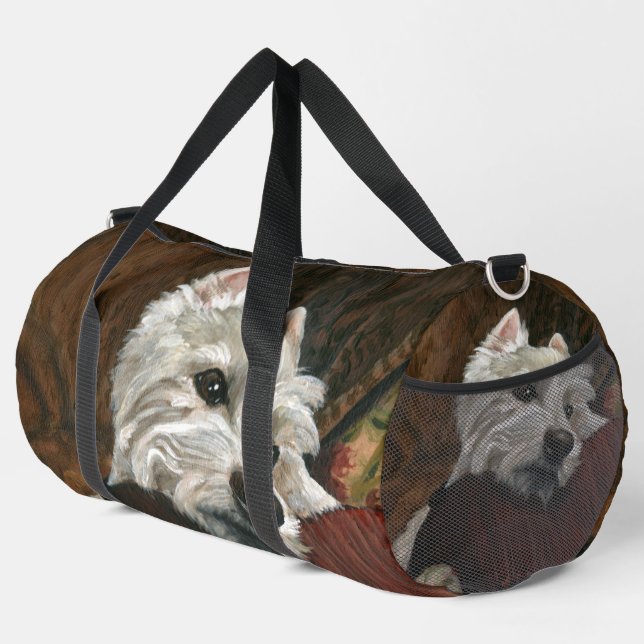 Lounging Westie on Sofa Duffle Bag (Right Corner)