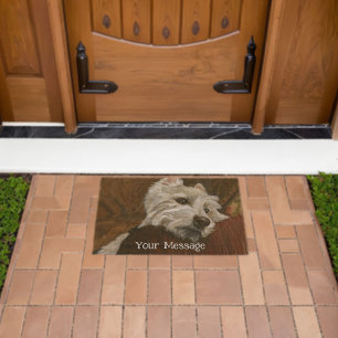 Lounging Westie on Sofa Fiber Doormat