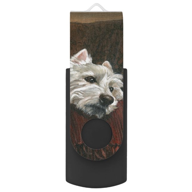 Lounging Westie on Sofa Flash Drive (Back (Vertical))