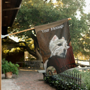 Lounging Westie on Sofa House Flag