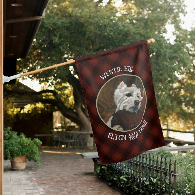 Lounging Westie on Sofa House Flag (In SItu)