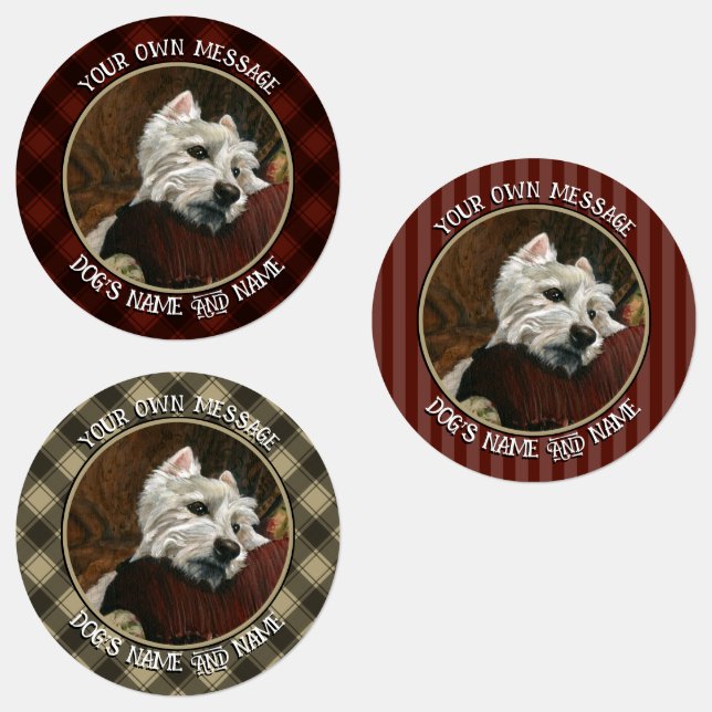 Lounging Westie on Sofa Labels (Group)